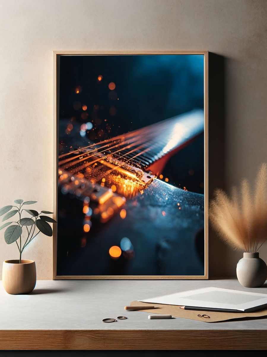 Electric Guitar Close-Up Photography Poster. — room view 2