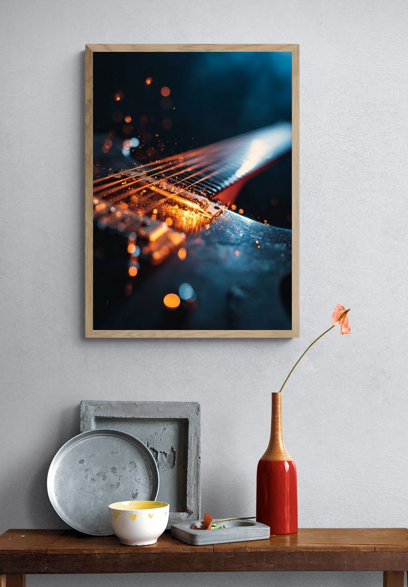 Electric Guitar Close-Up Photography Poster. — room view 3