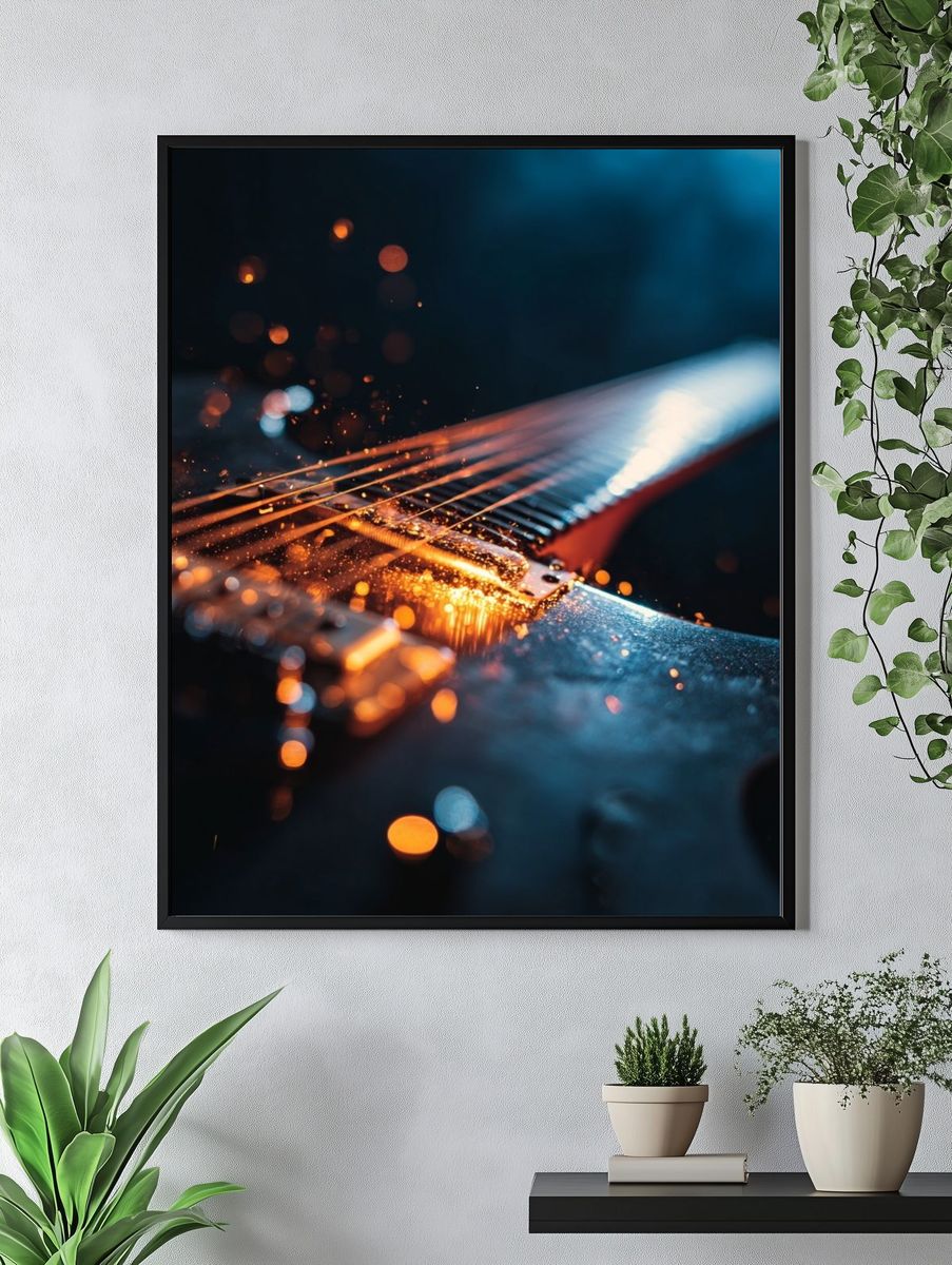 Electric Guitar Close-Up Photography Poster. — room view 4