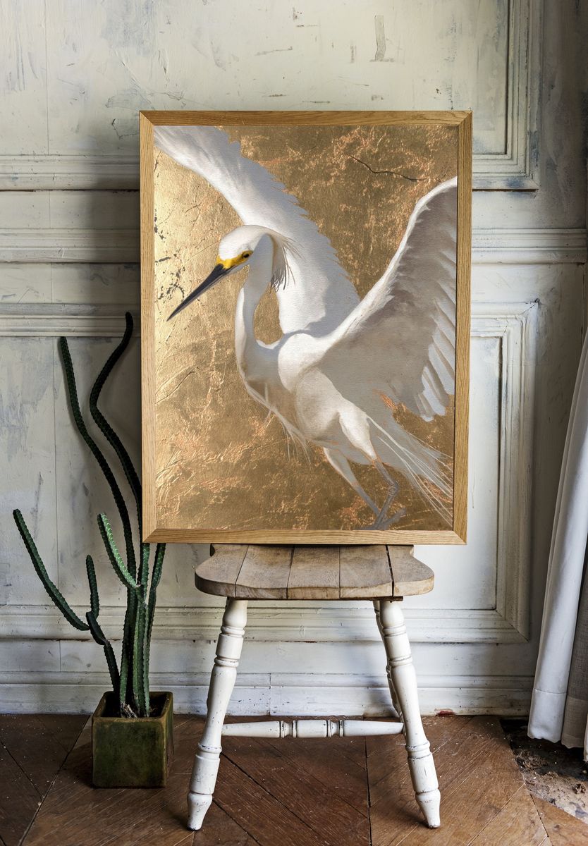 Snowy Egret — Fine Art Print. — room view 1