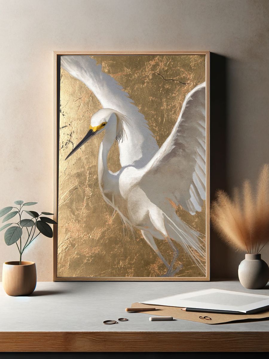 Snowy Egret — Fine Art Print. — room view 2