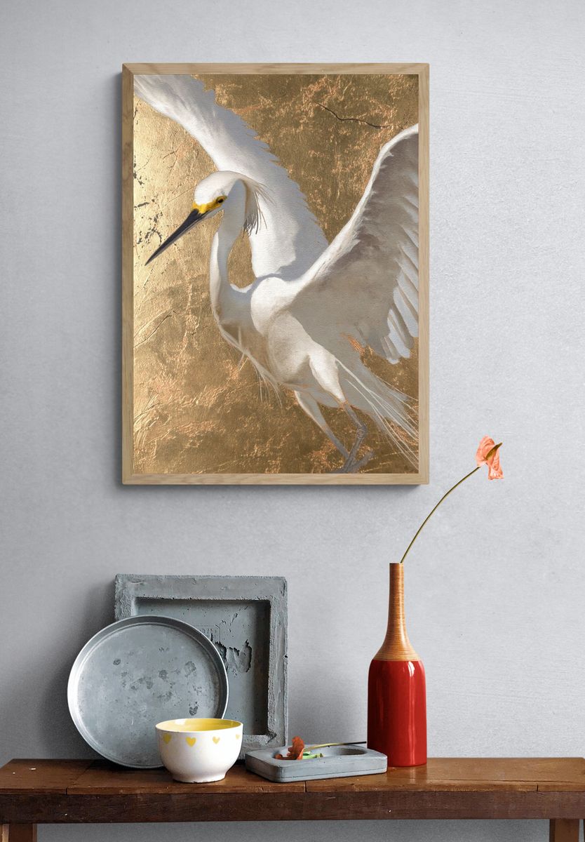 Snowy Egret — Fine Art Print. — room view 3