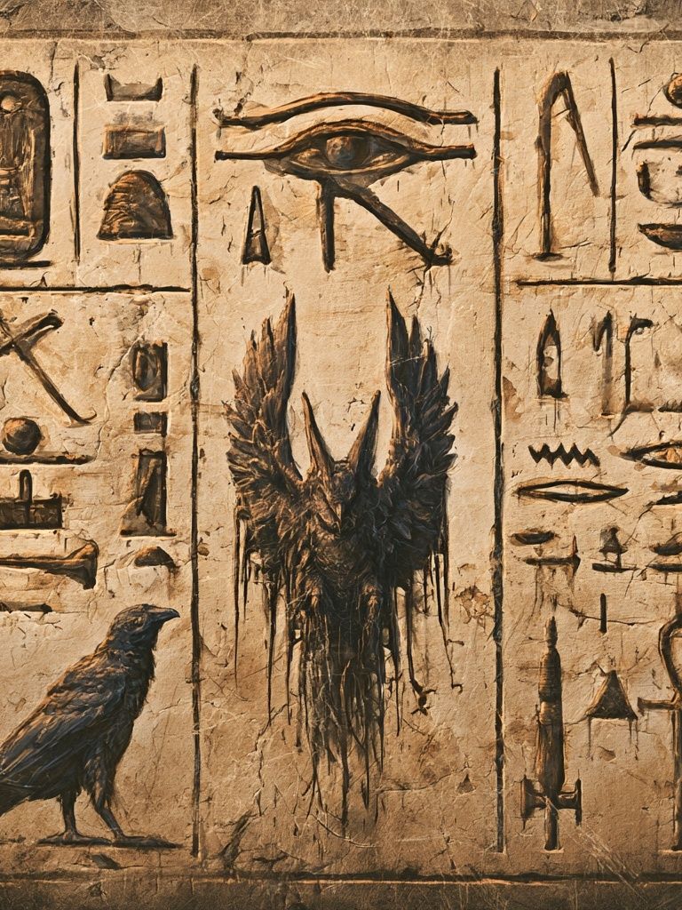 Egyptian Hieroglyphs Illustration Poster. poster — illustration art