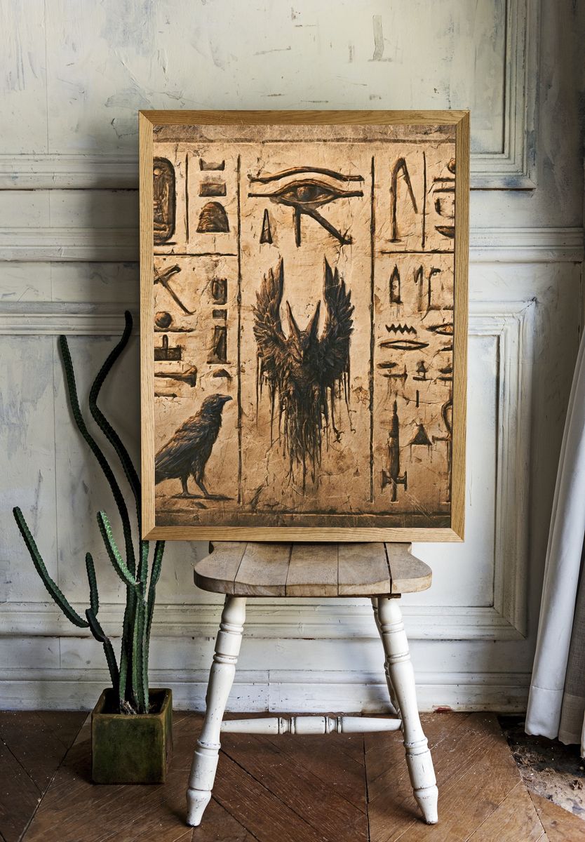 Egyptian Hieroglyphs Illustration Poster. room preview