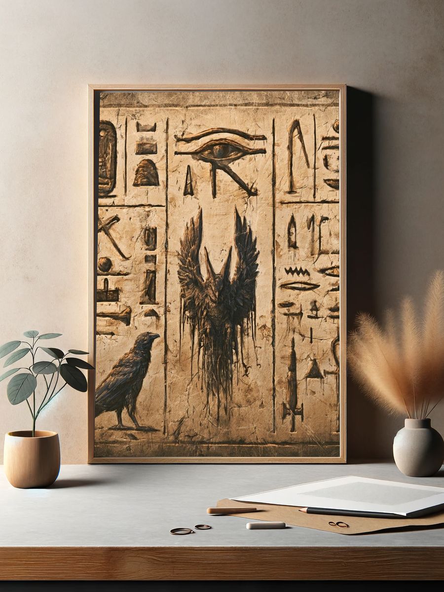Egyptian Hieroglyphs Illustration Poster. — room view 2