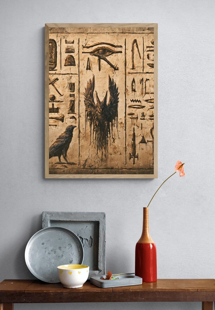 Egyptian Hieroglyphs Illustration Poster. — room view 3