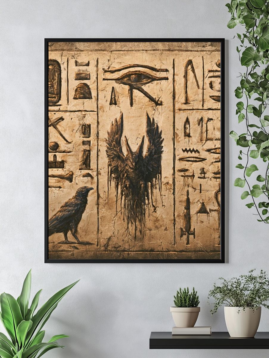 Egyptian Hieroglyphs Illustration Poster. — room view 4