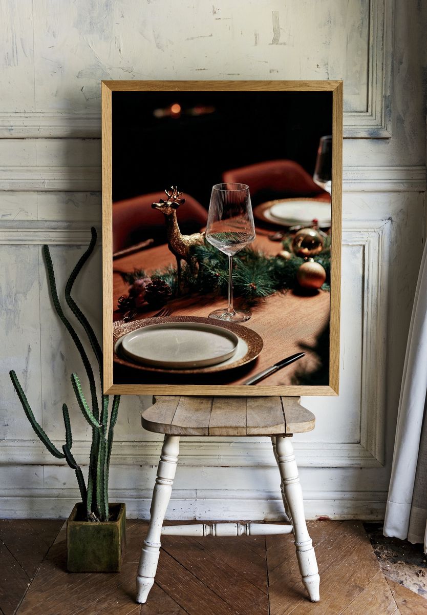 Elegant Holiday Table Setting Poster. room preview
