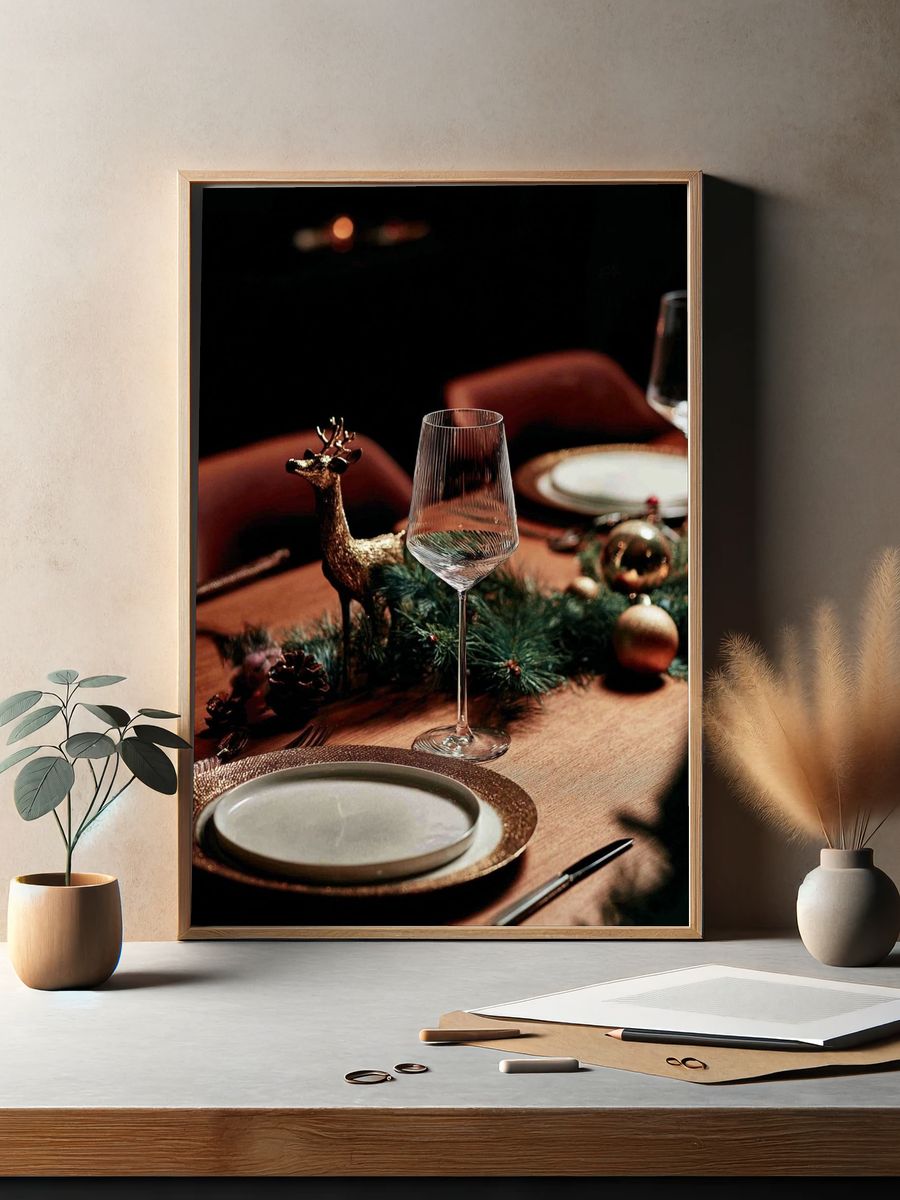 Elegant Holiday Table Setting Poster. — room view 2