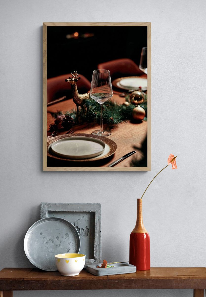 Elegant Holiday Table Setting Poster. — room view 3