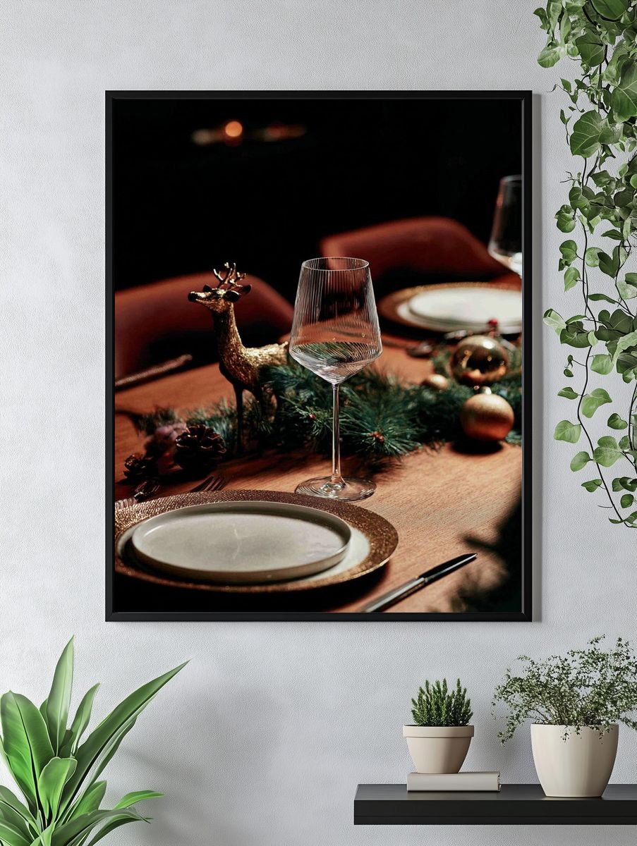 Elegant Holiday Table Setting Poster. — room view 4