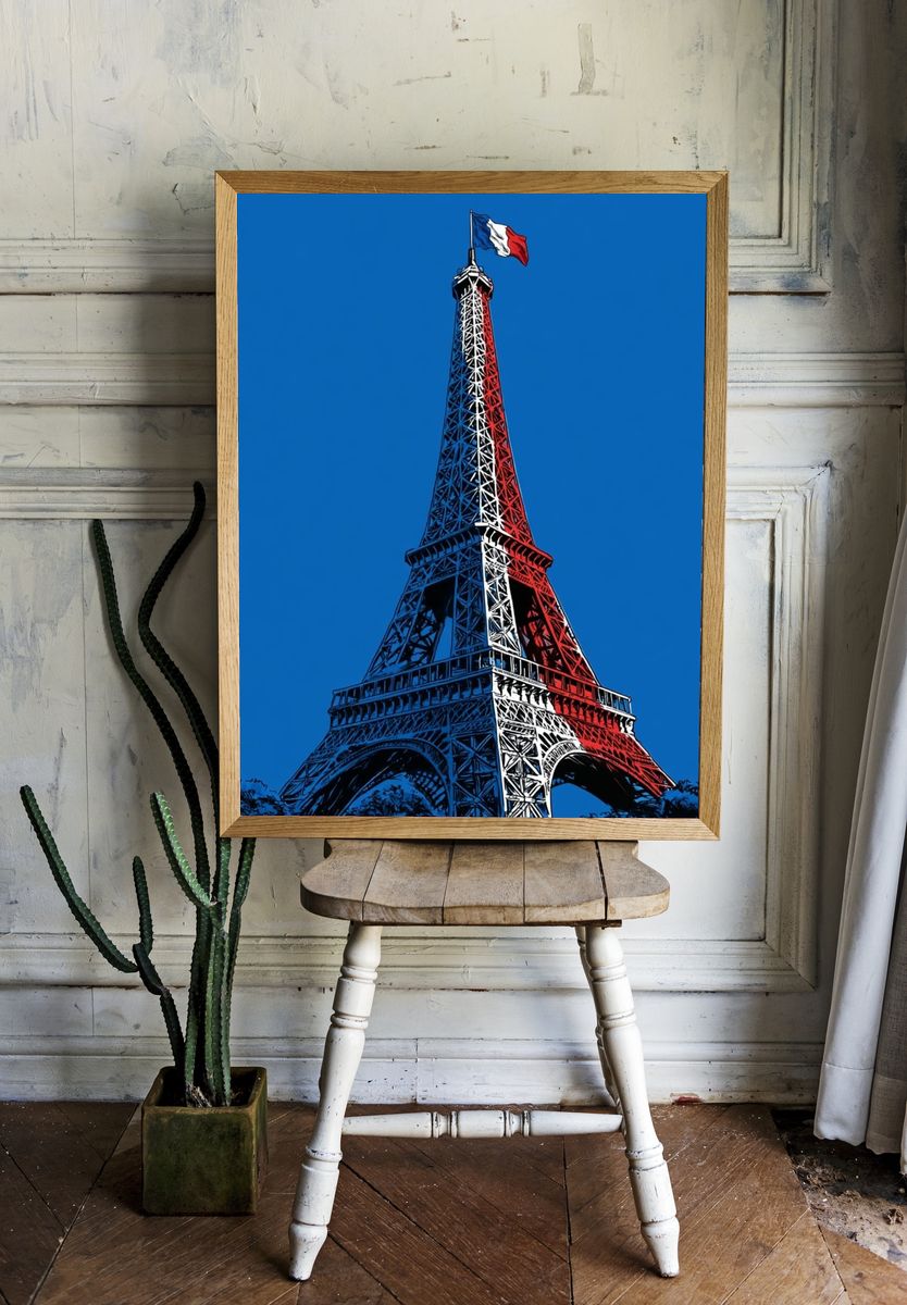 Eiffel Tower Tricolor Illustration Poster. room preview