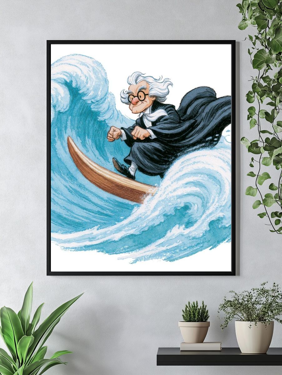 Einstein Surfing Wave Illustration Poster. — room view 4