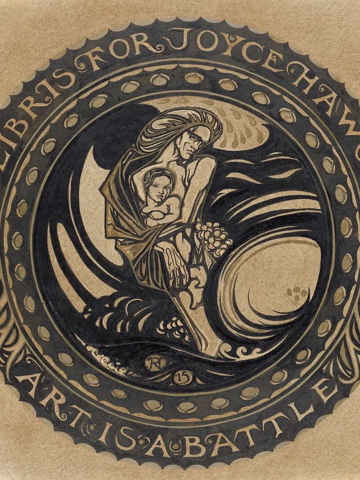 Ex Libris for Joyce Haworth — Art Nouveau Print. poster — fine-art art