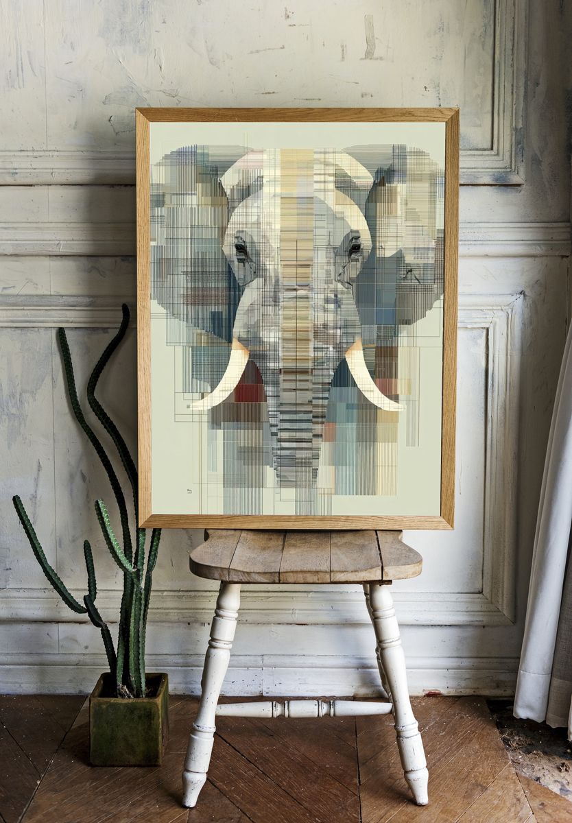 Abstract Elephant Portrait Poster. — room view 1