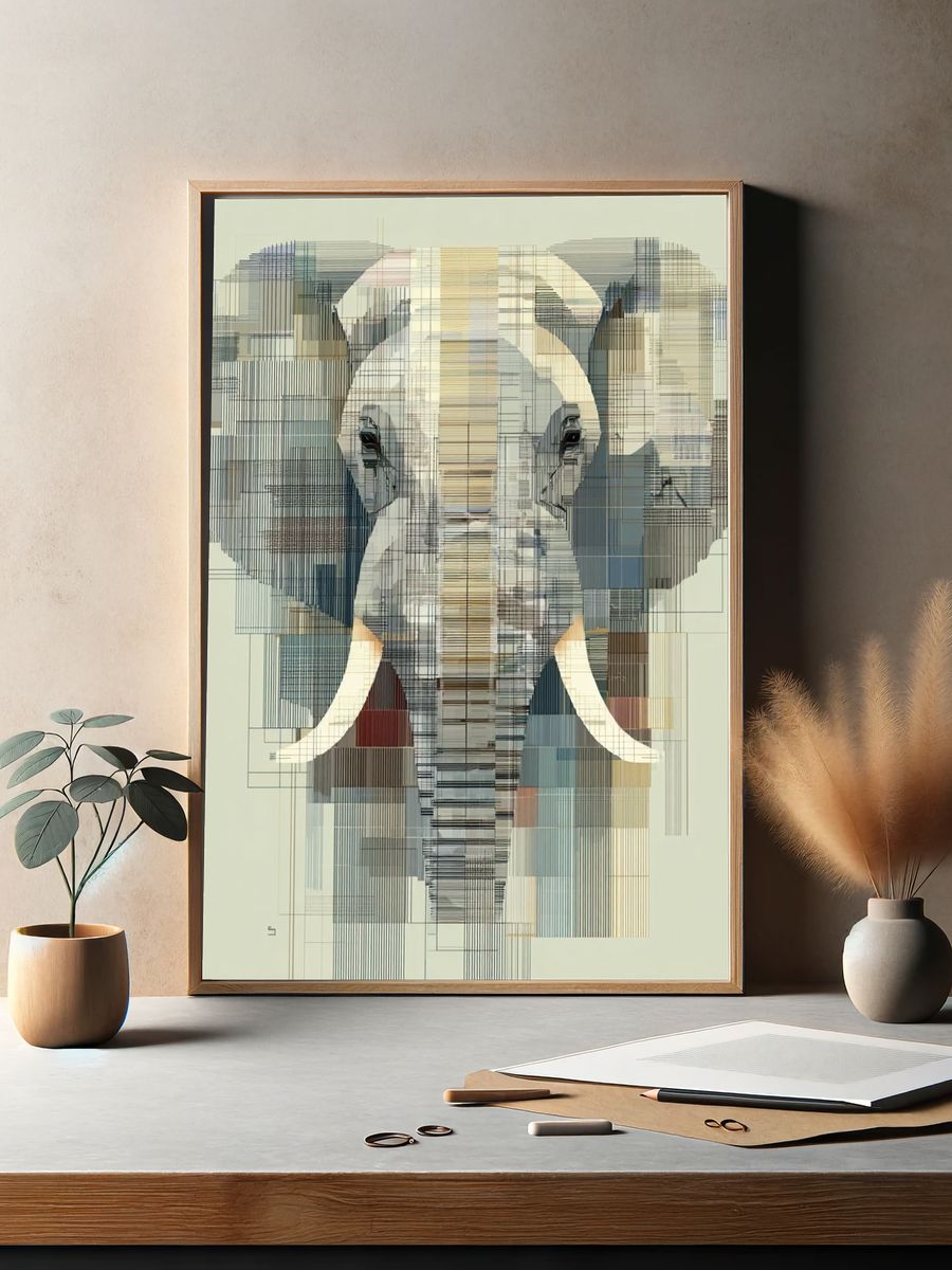 Abstract Elephant Portrait Poster. — room view 2