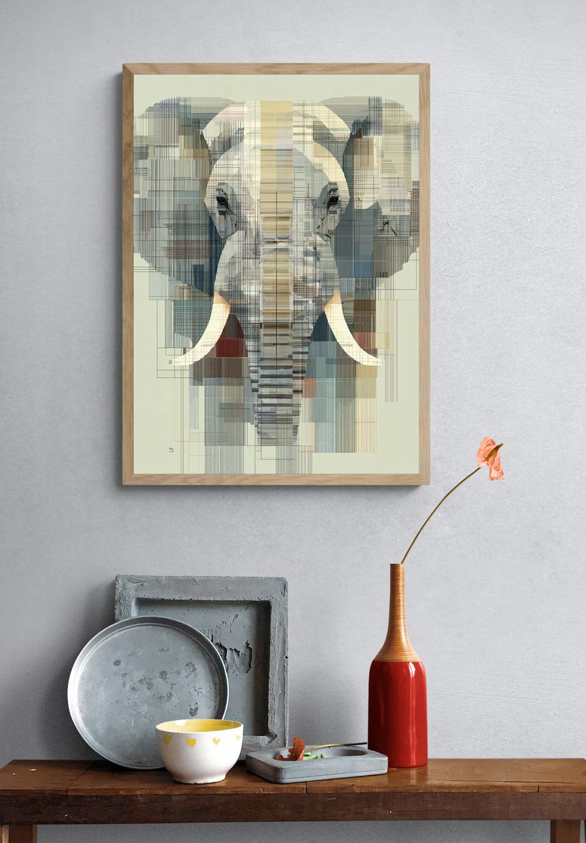 Abstract Elephant Portrait Poster. — room view 3