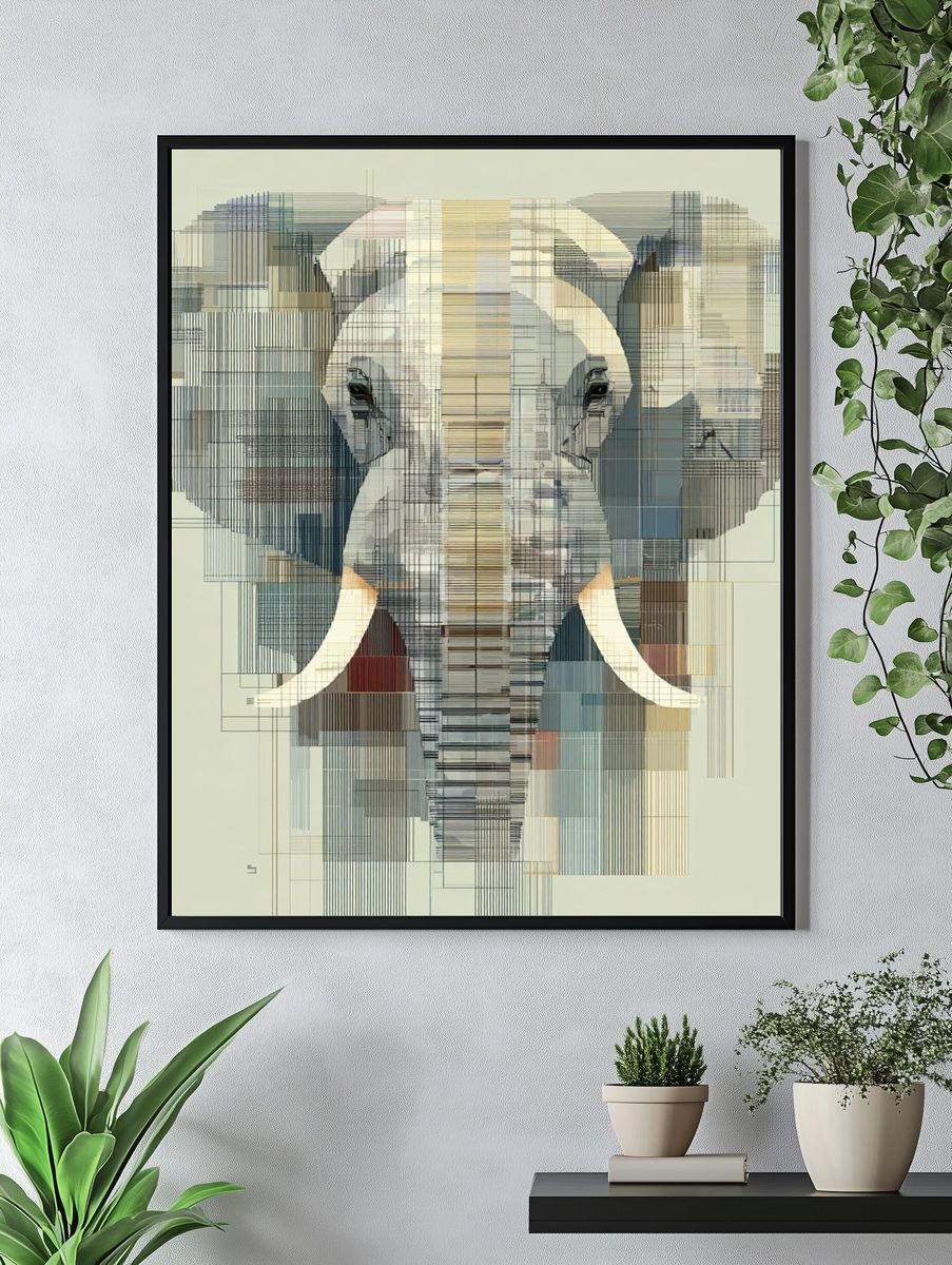 Abstract Elephant Portrait Poster. — room view 4