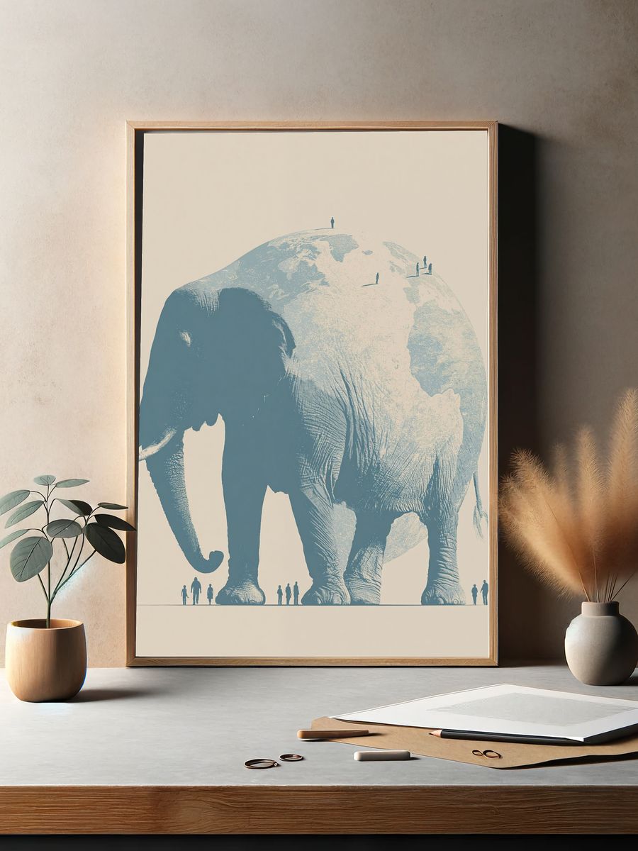 Giant Elephant Silhouette Poster. — room view 2
