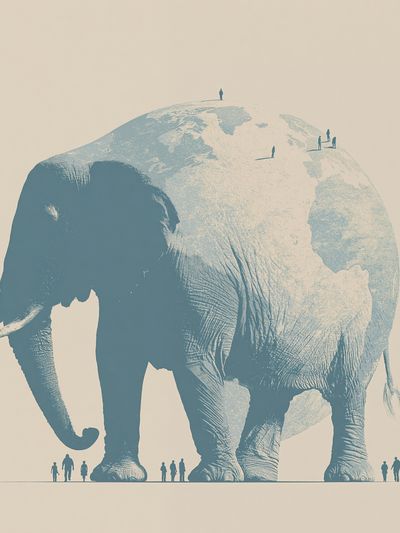 Giant Elephant Silhouette Poster.