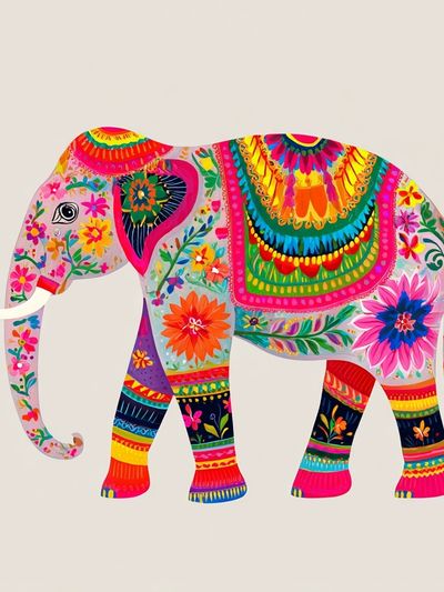 Colorful Elephant Illustration Poster. poster