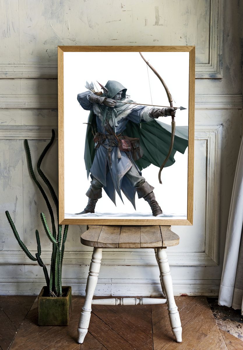 Elven Archer Digital Art Poster. — room view 1