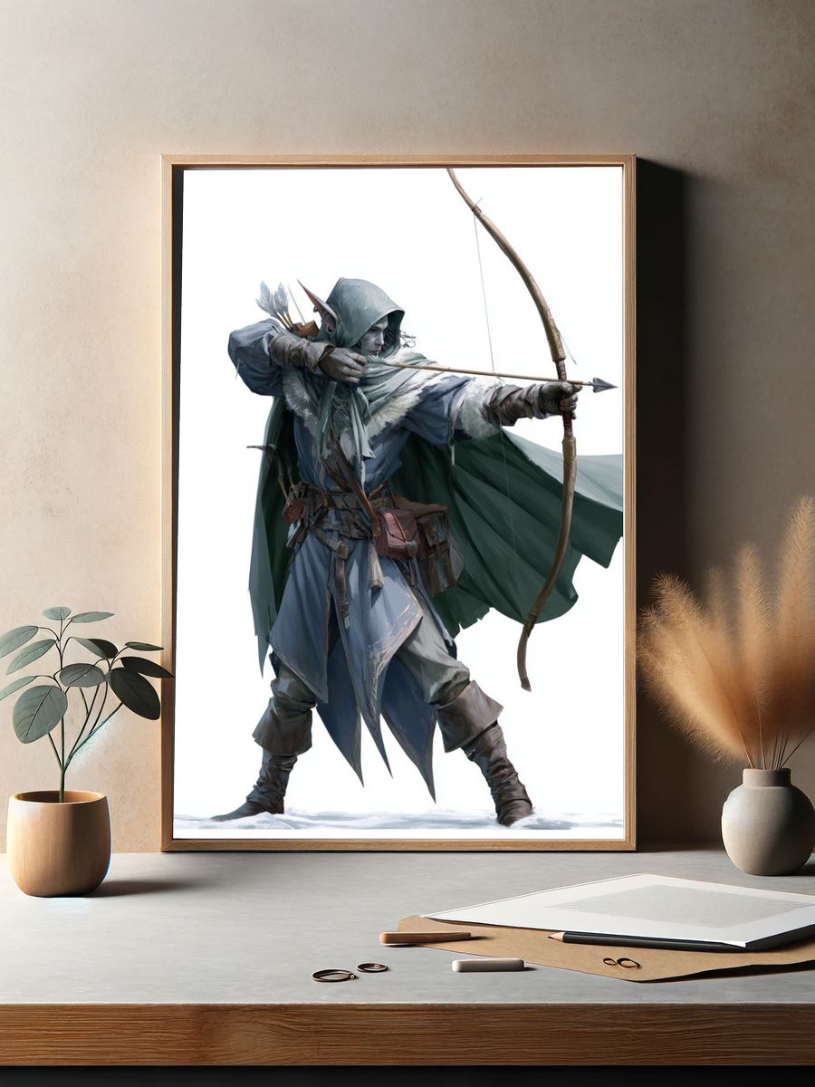 Elven Archer Digital Art Poster. — room view 2