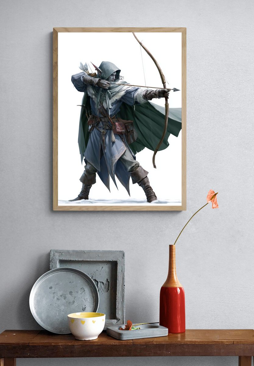 Elven Archer Digital Art Poster. — room view 3