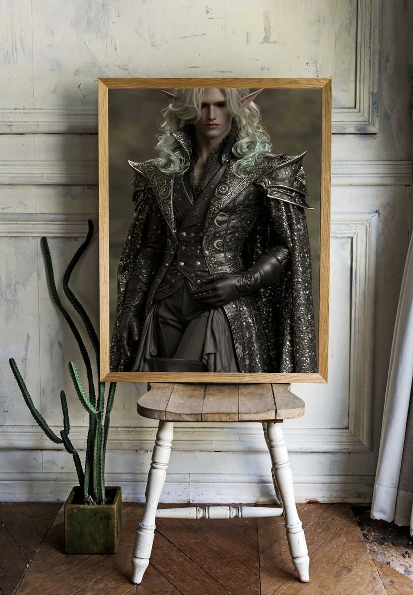 Elven Dark Fantasy Portrait Poster. room preview