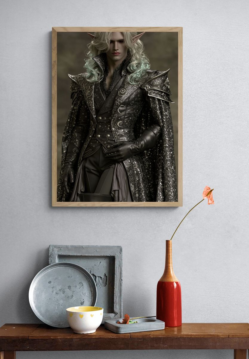 Elven Dark Fantasy Portrait Poster. — room view 3