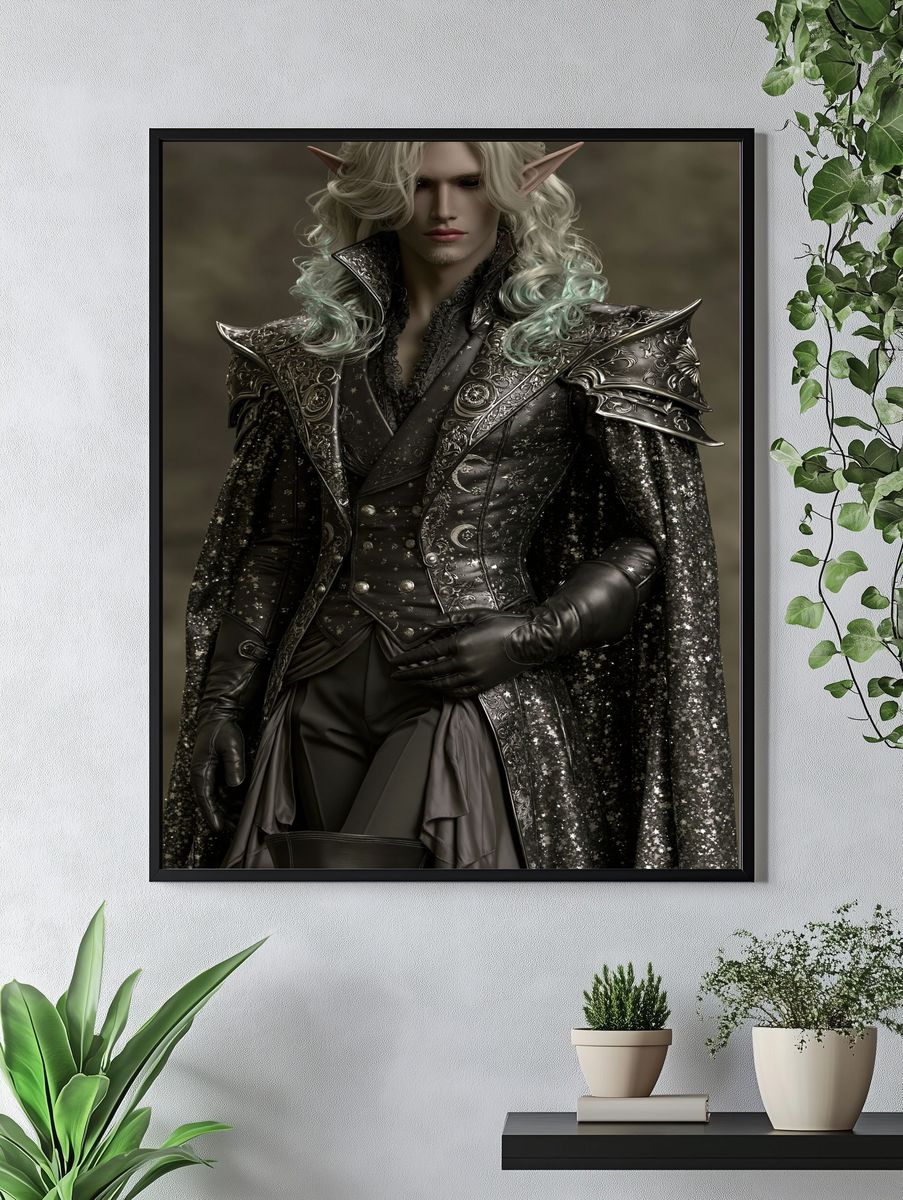 Elven Dark Fantasy Portrait Poster. — room view 4