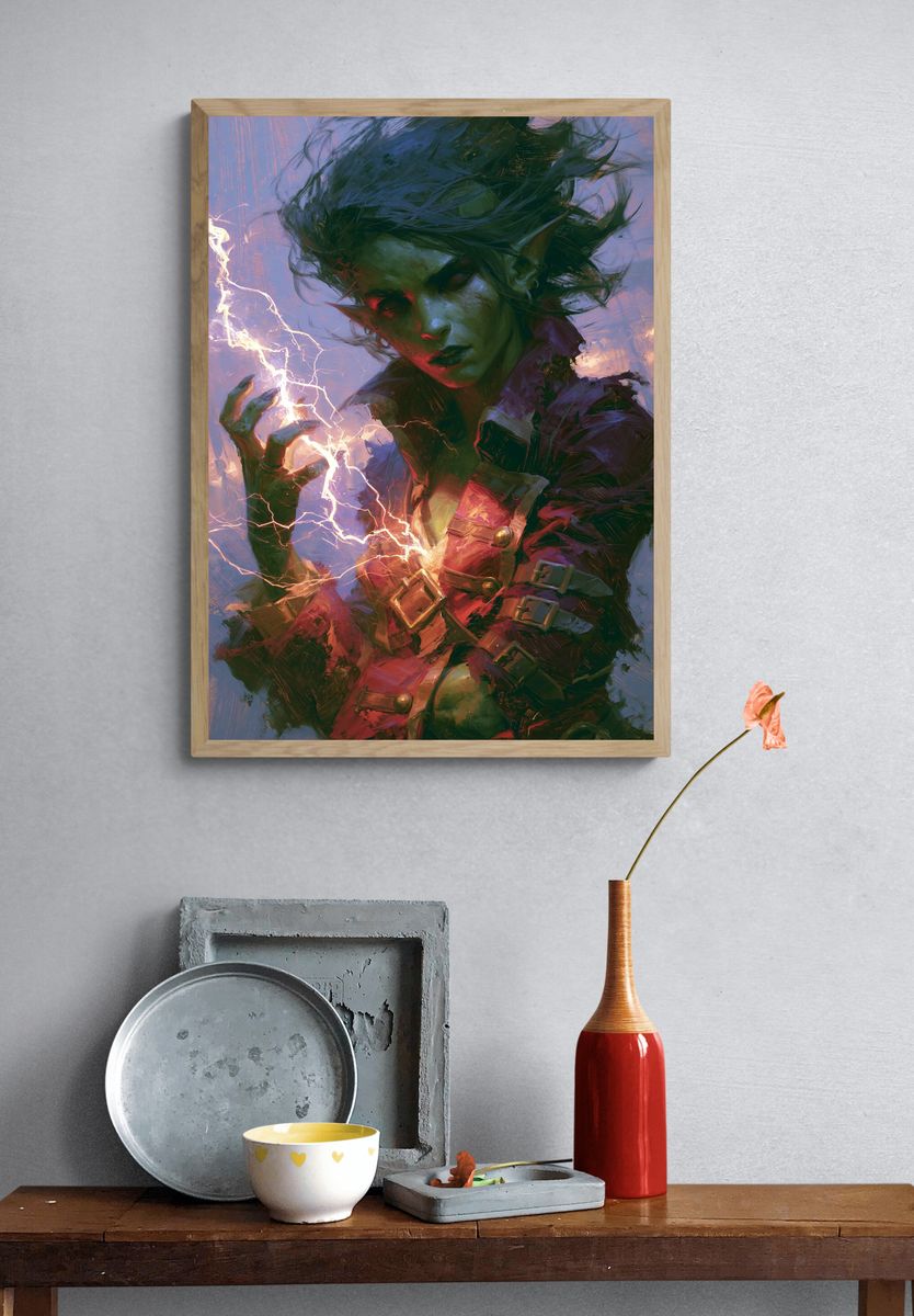 Elf Sorcerer Digital Art Poster. — room view 3