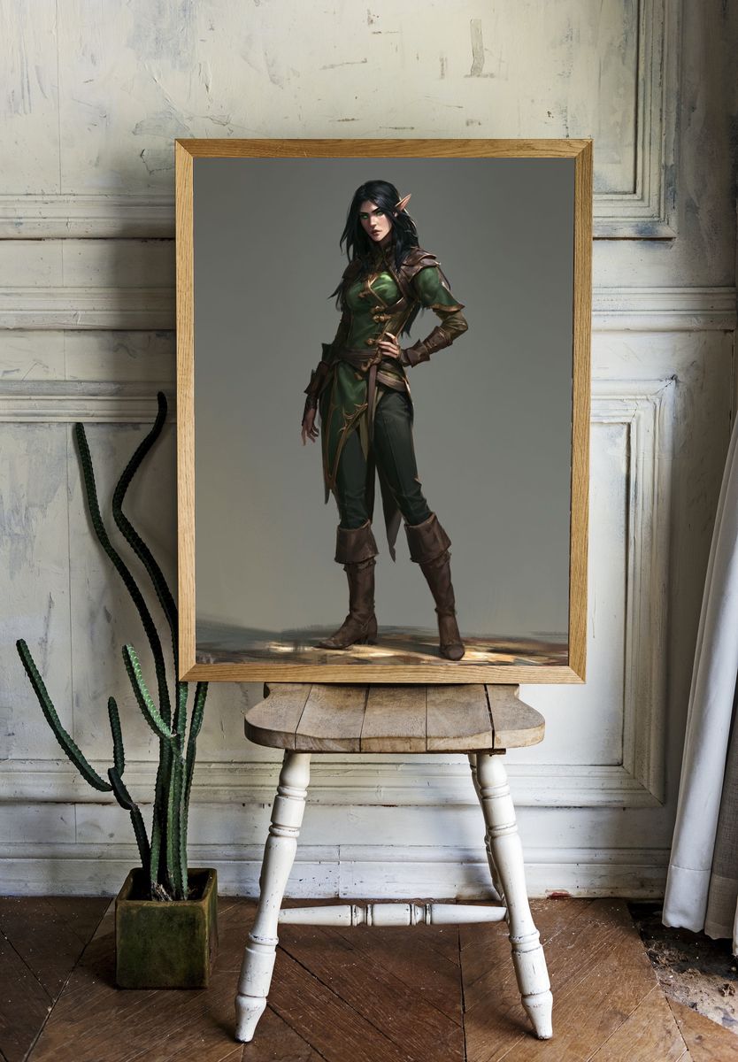 Elven Ranger Digital Art Poster. — room view 1