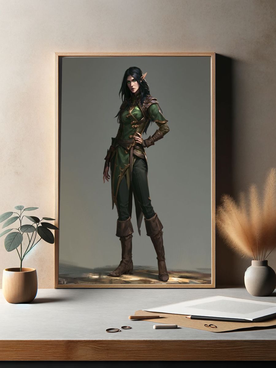 Elven Ranger Digital Art Poster. — room view 2