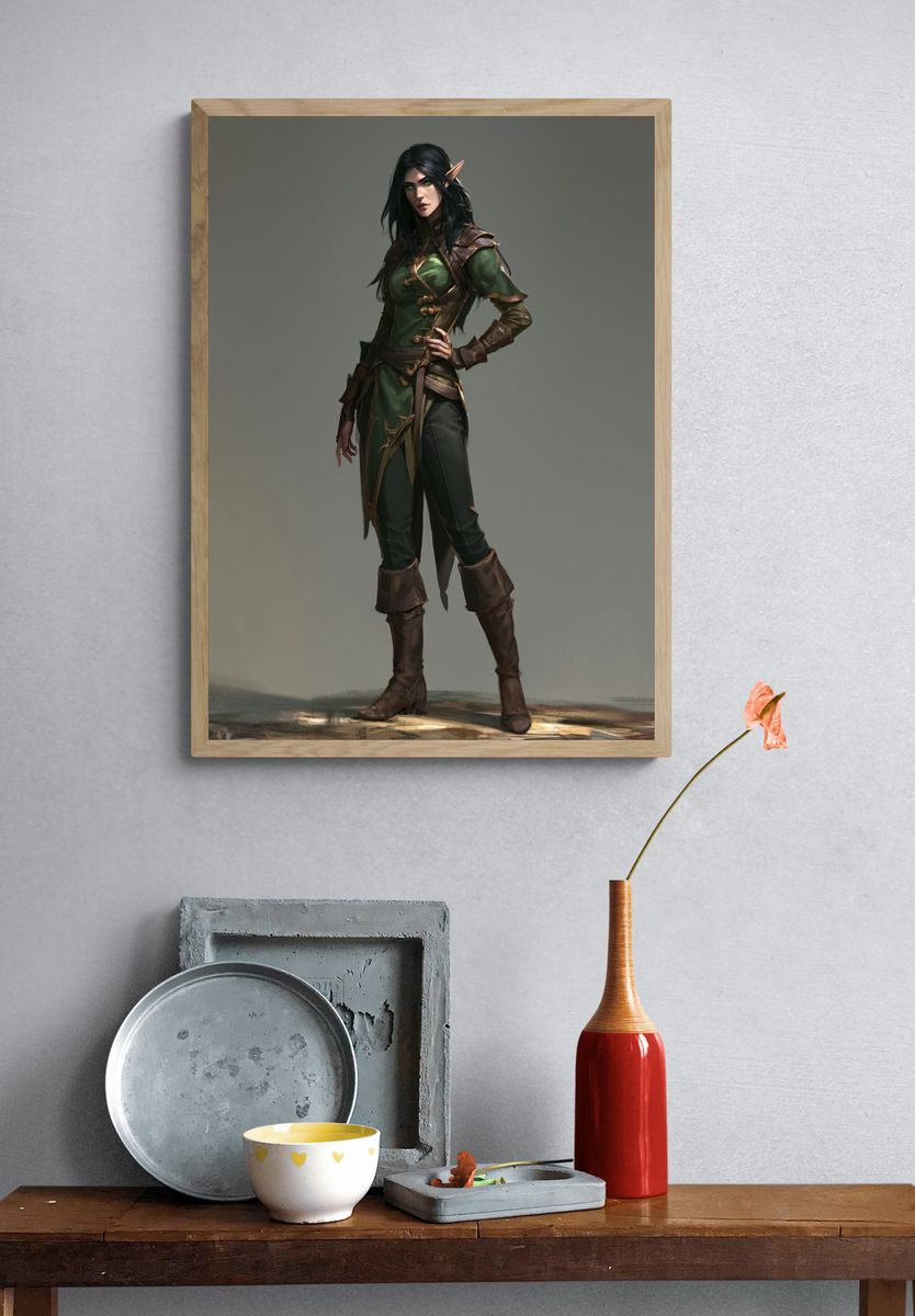 Elven Ranger Digital Art Poster. — room view 3