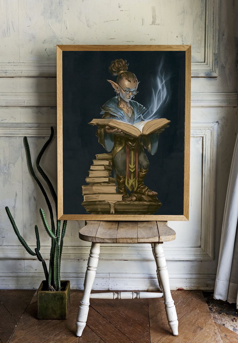 Elf Scholar Fantasy Illustration Poster. room preview