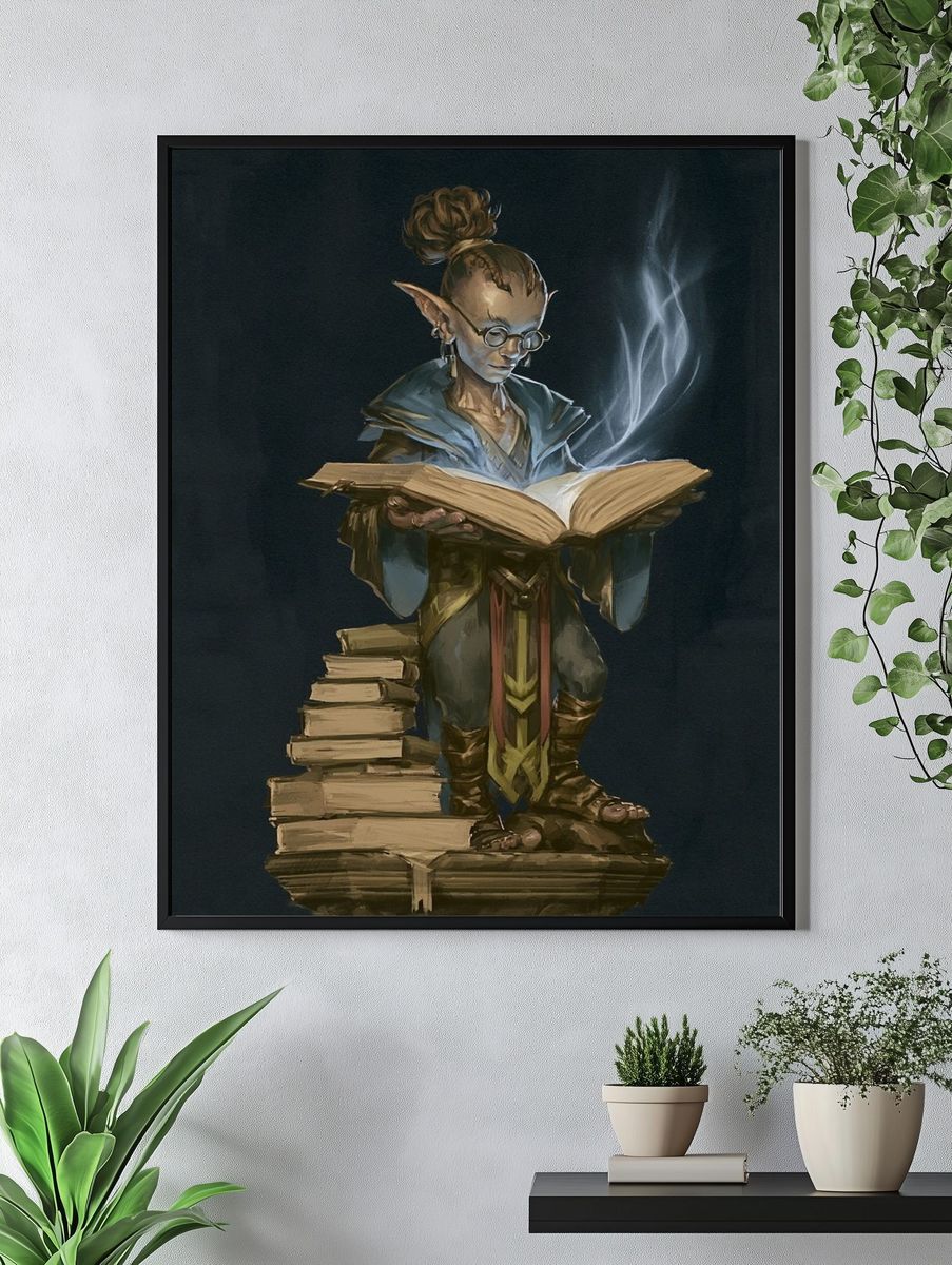 Elf Scholar Fantasy Illustration Poster. — room view 4