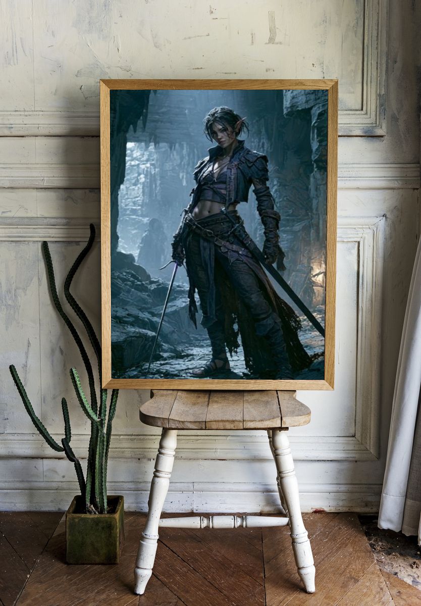 Elf Warrior Fantasy Illustration Poster. — room view 1