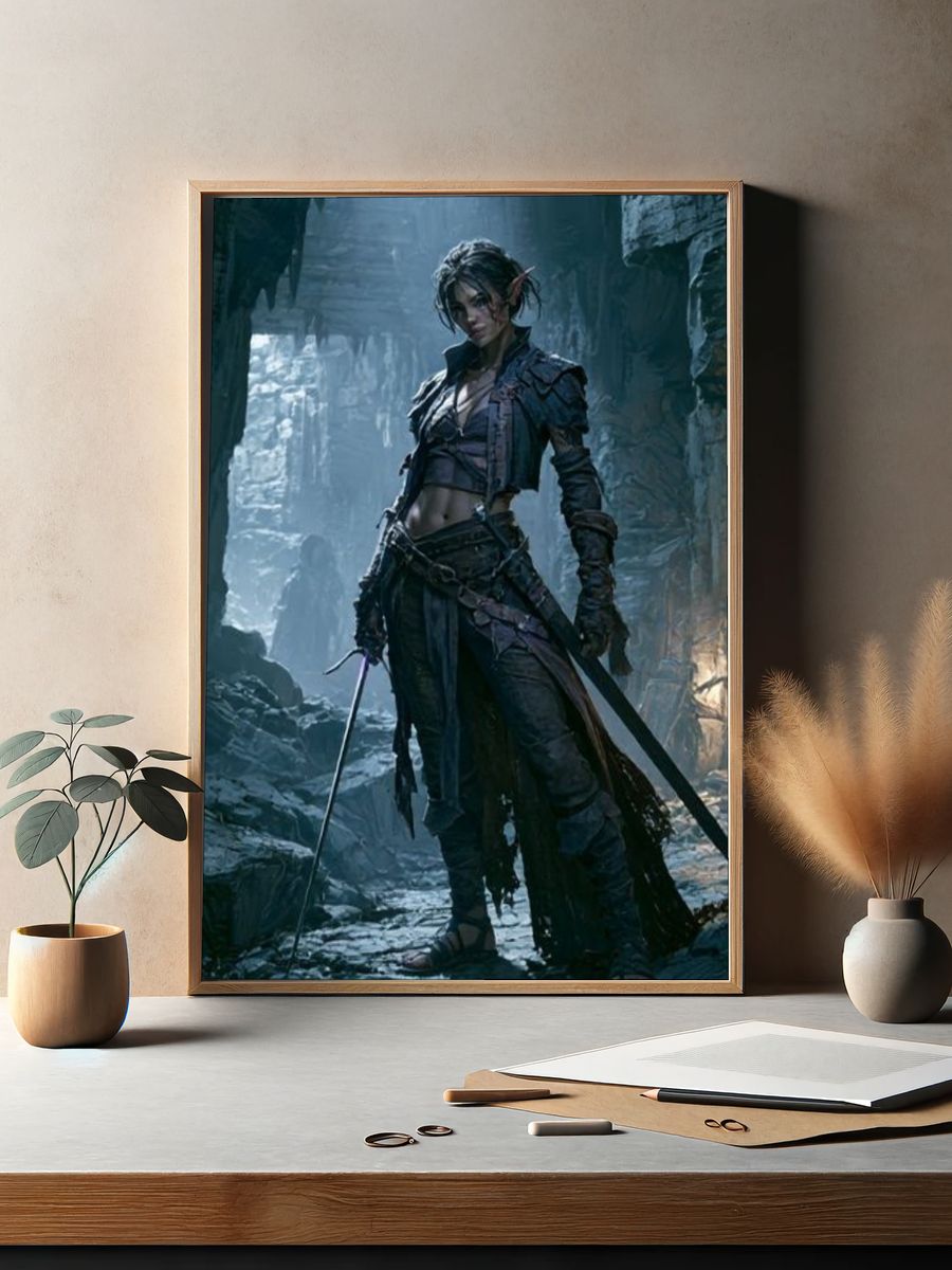Elf Warrior Fantasy Illustration Poster. — room view 2