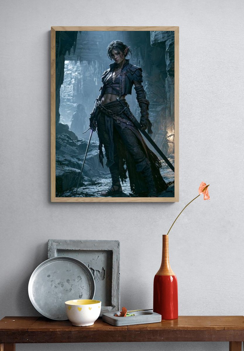 Elf Warrior Fantasy Illustration Poster. — room view 3