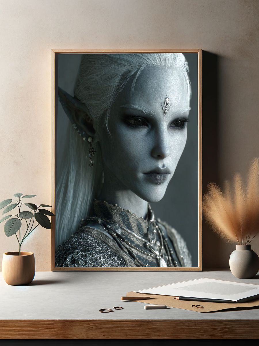 Elven Portrait Fantasy Print. — room view 2