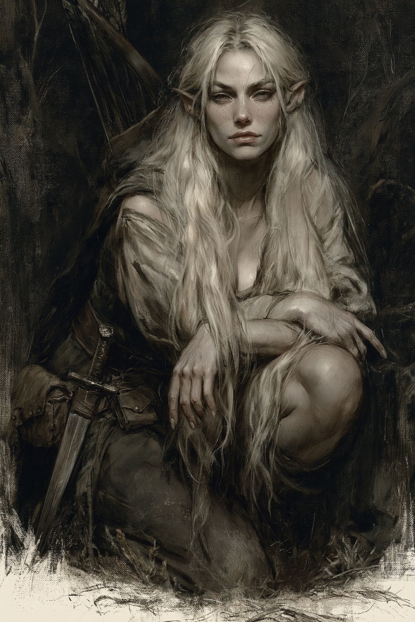 Elf Warrior Portrait Print. poster detail