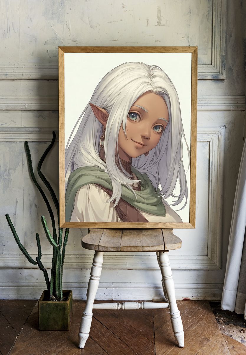 Elf Portrait Illustration Poster. — room view 1