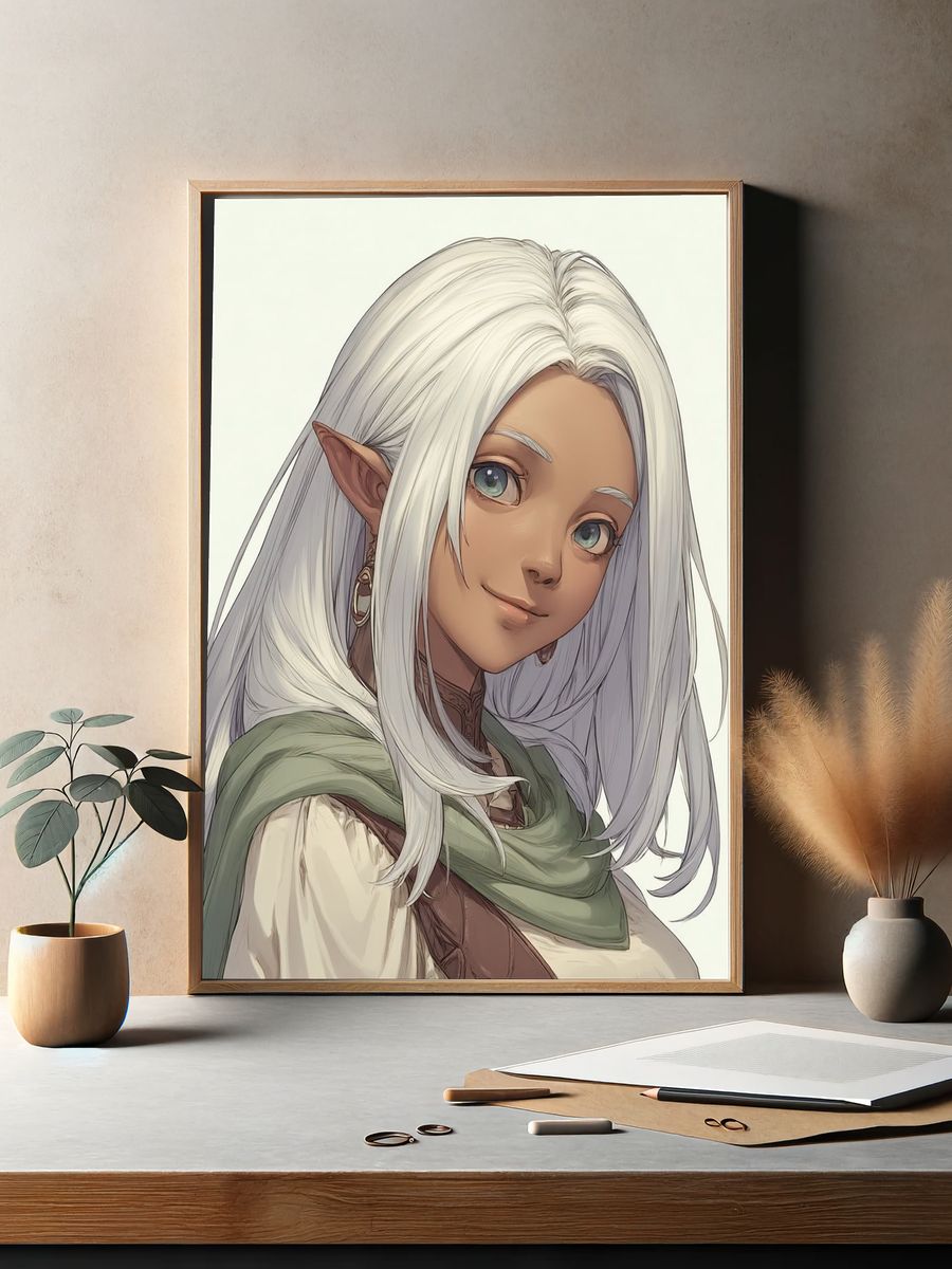 Elf Portrait Illustration Poster. — room view 2