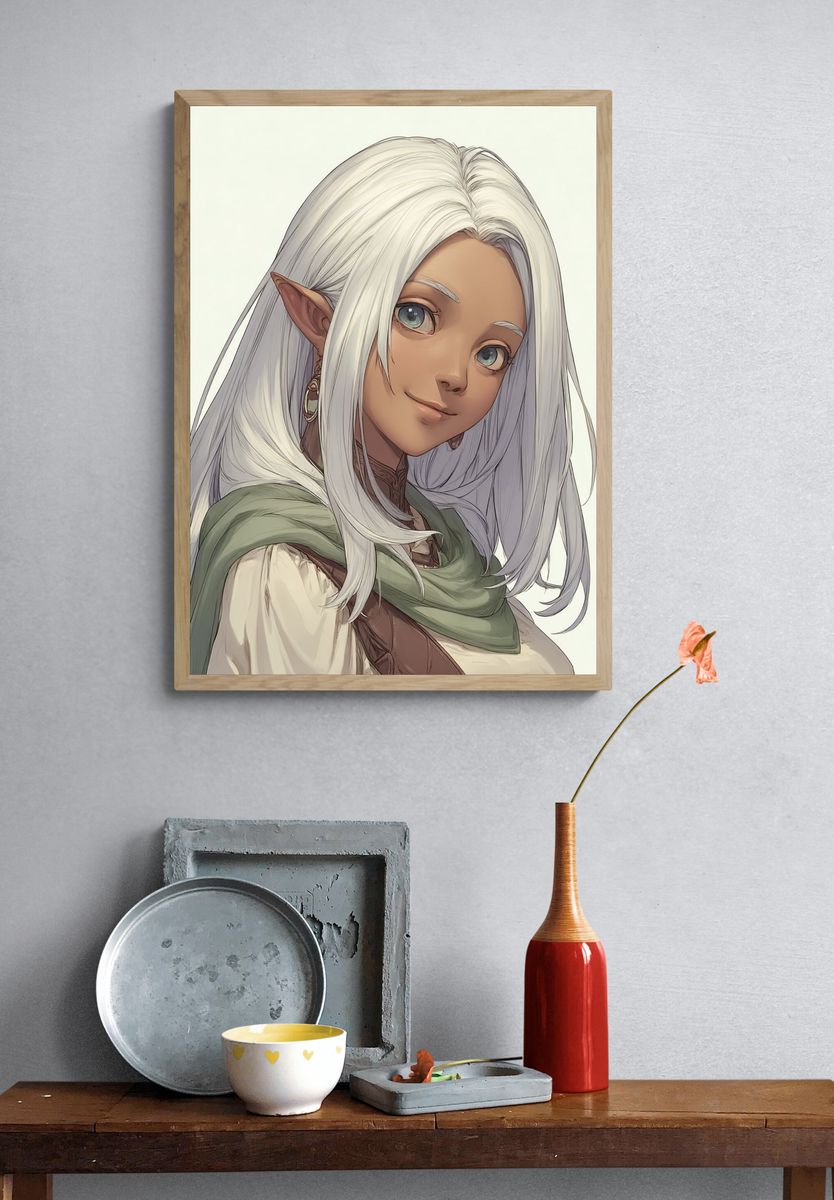 Elf Portrait Illustration Poster. — room view 3