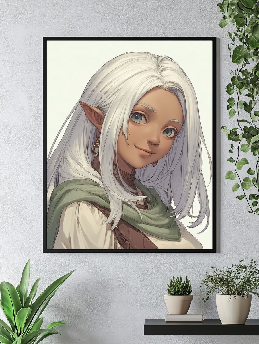Elf Portrait Illustration Poster. — room view 4
