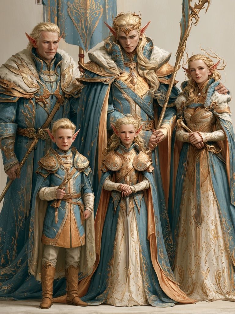 Elven Royal Family Fantasy Print. poster — illustration art