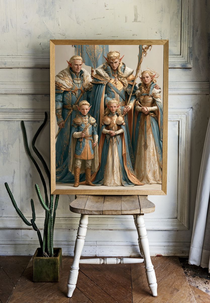 Elven Royal Family Fantasy Print. room preview