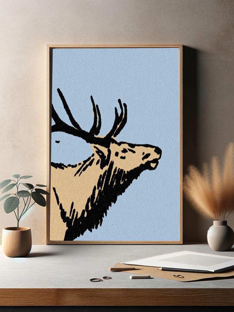 Majestic Elk — Illustration Print. — room view 2