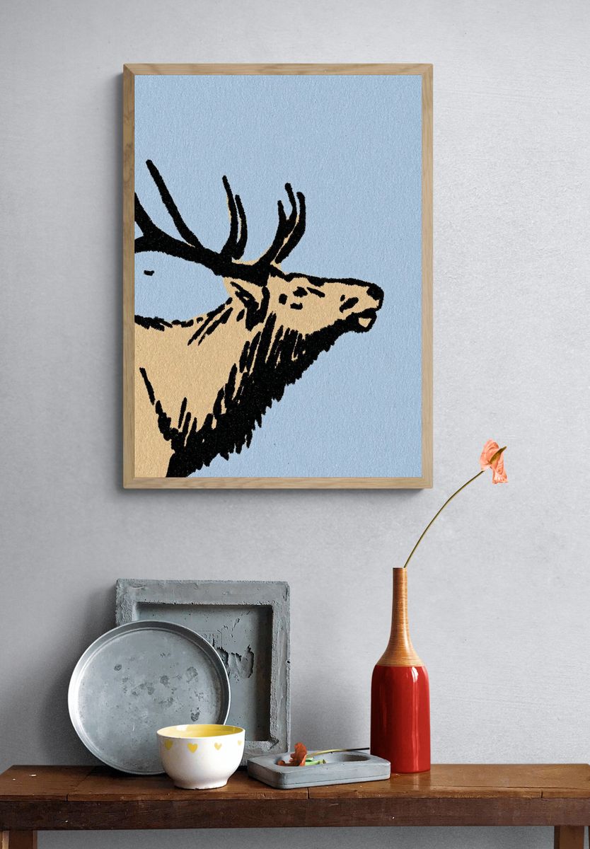 Majestic Elk — Illustration Print. — room view 3